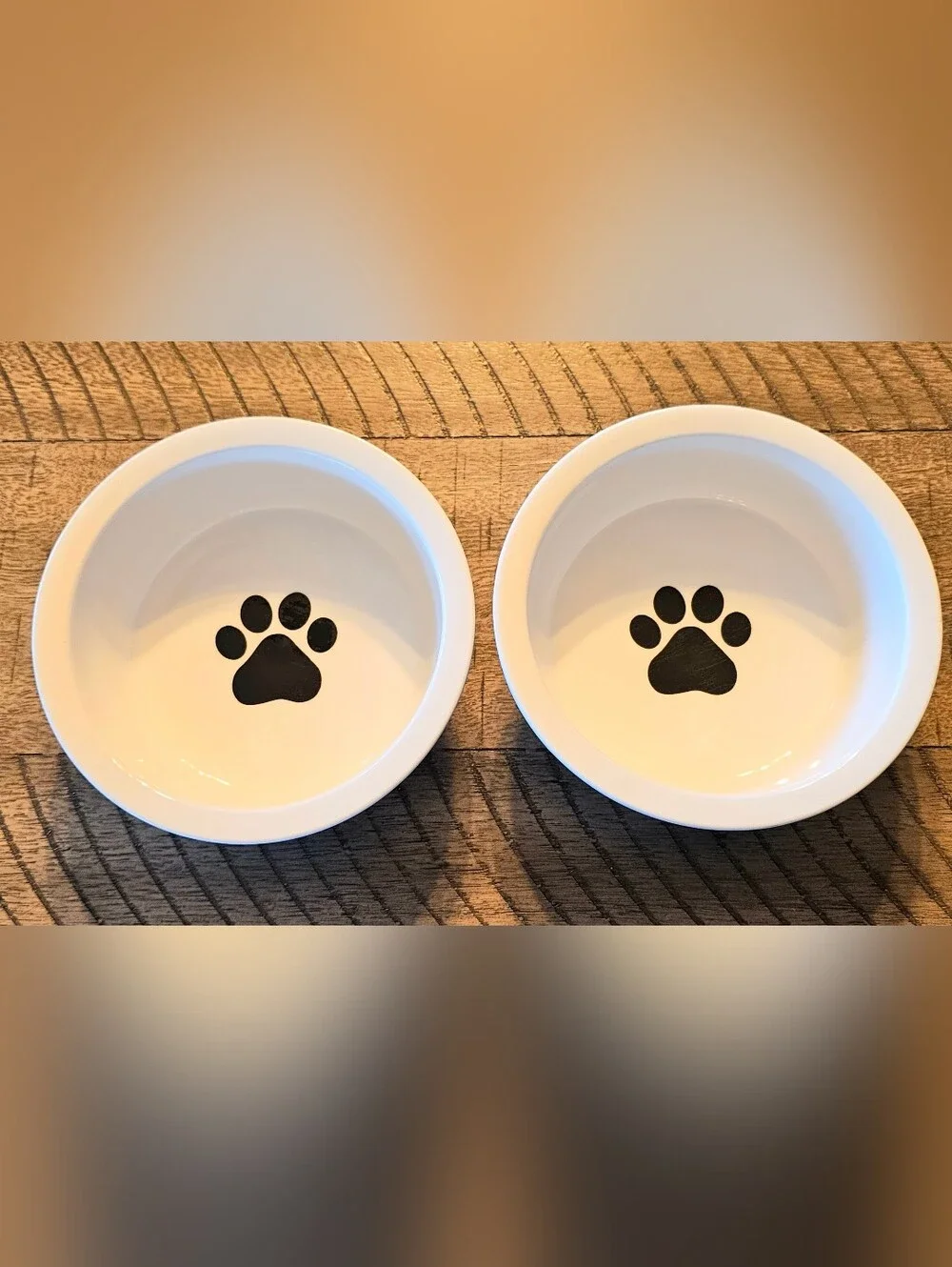 2 Ceramic Paw Print Pet Bowls Puppy Small Dog Cat 5.5